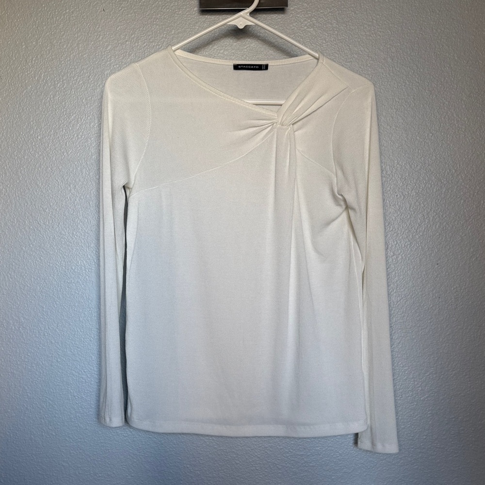 Staccato Cream Long Sleeve Top with Twist Detail